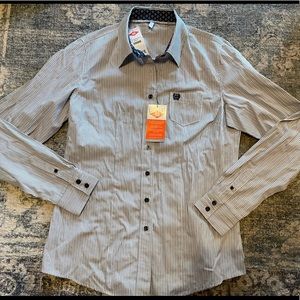 NWT Size L Cinch Blue Striped Rodeo Western Shirt